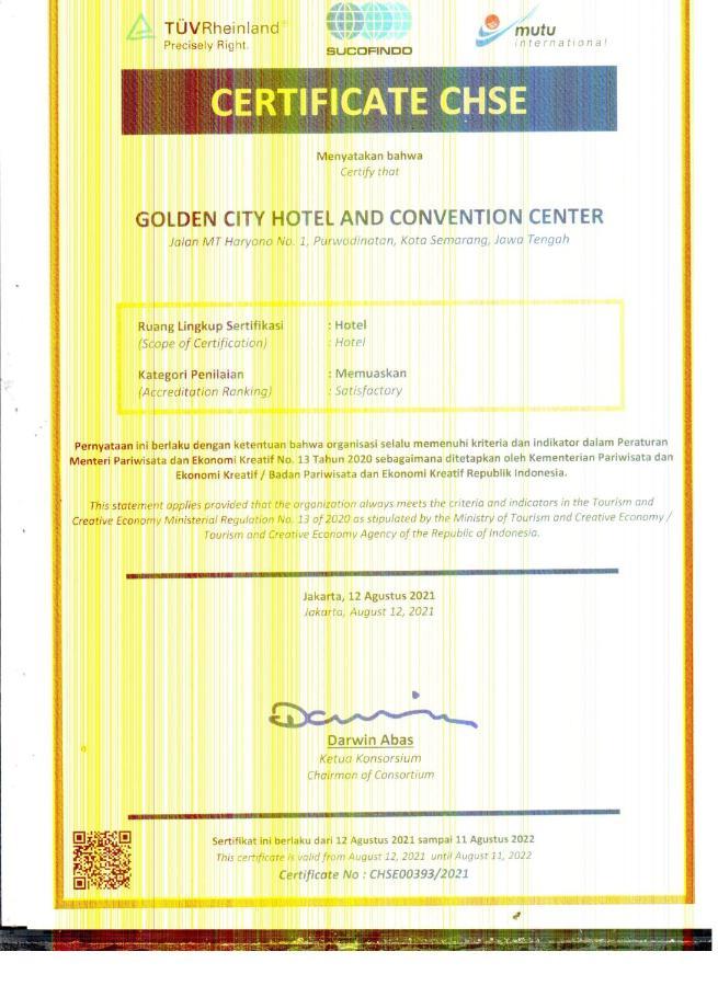 Golden City Hotel And Convention Center - Chse Certified Semarang Zewnętrze zdjęcie